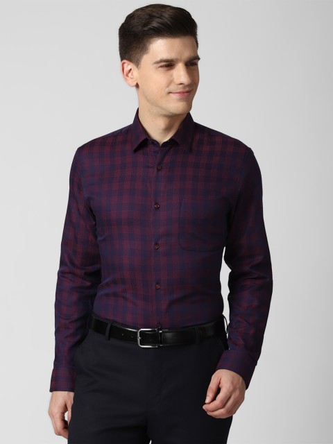 

Peter England Men Navy Blue Slim Fit Checked Formal Shirt