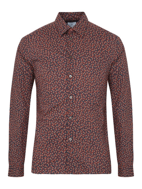 

PS By Paul Smith Men Maroon & Navy Blue Floral Printed Regular Fit Cotton Casual Shirt