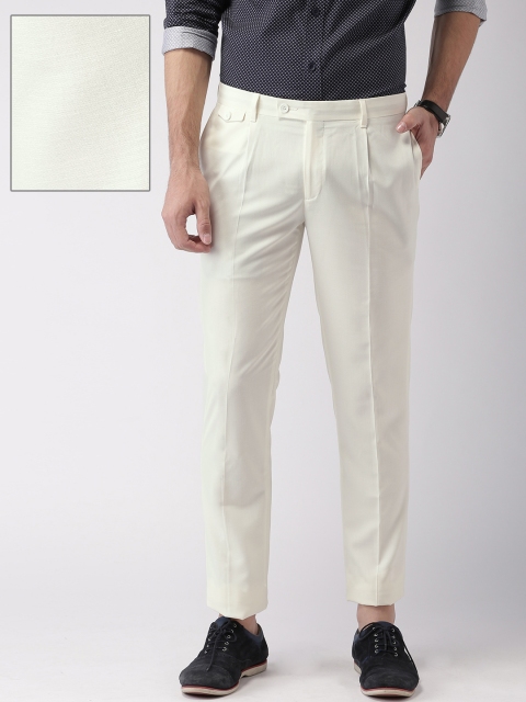 

INVICTUS Men White Solid Slim Fit Formal Trousers