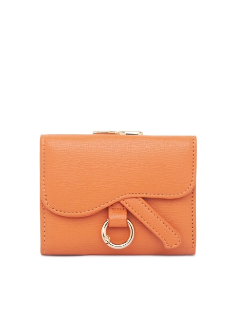 

CERIZ Women Orange Textured PU Envelope