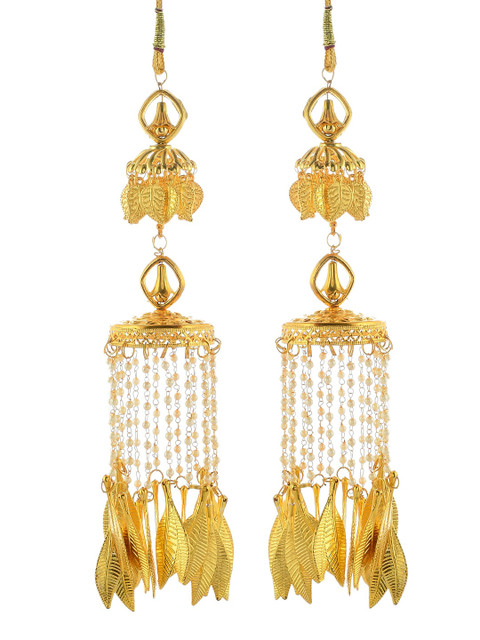 

Silvermerc Designs Set of 2 Gold-Plated & White Pearls Punjabi Bridal Kaleeras