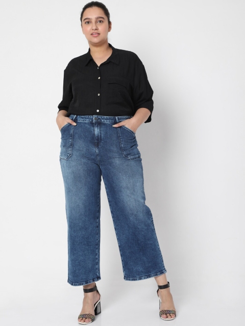 

Vero Moda Plus Size Women Blue Straight Fit Heavy Fade Jeans