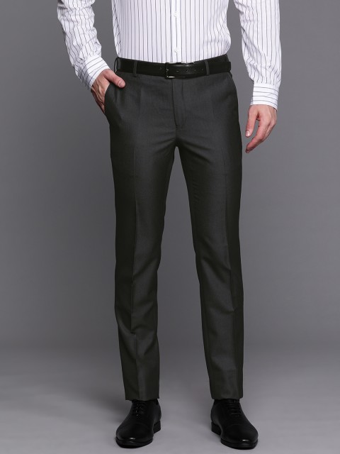 

Raymond Men Charcoal Grey Solid Slim Fit Trousers