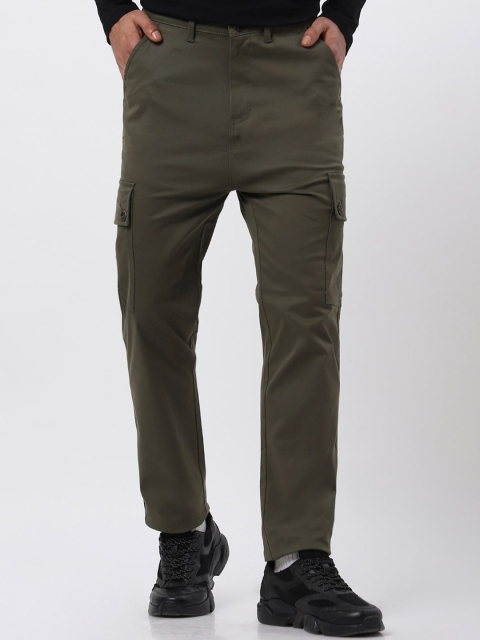 

Bewakoof Men Olive Green Slim Fit Cargos Trousers