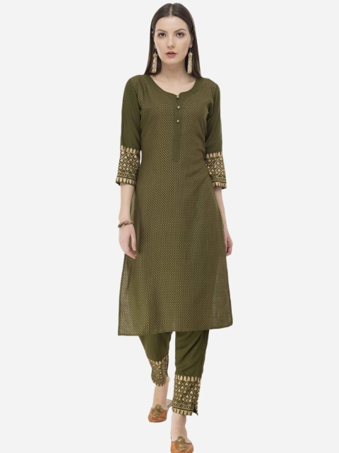 

DesiNoor com Women Green Kurti with Trousers