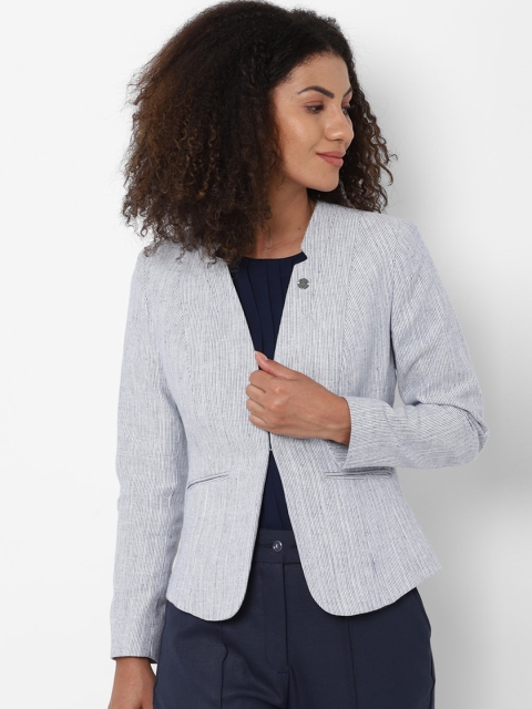 

Allen Solly Woman Grey Striped Open Front Blazer