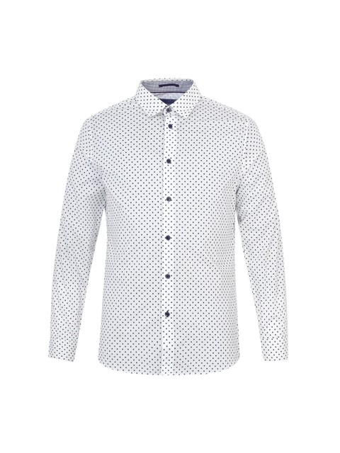

Ted Baker Men White & Navy Blue Printed Casual Shirt