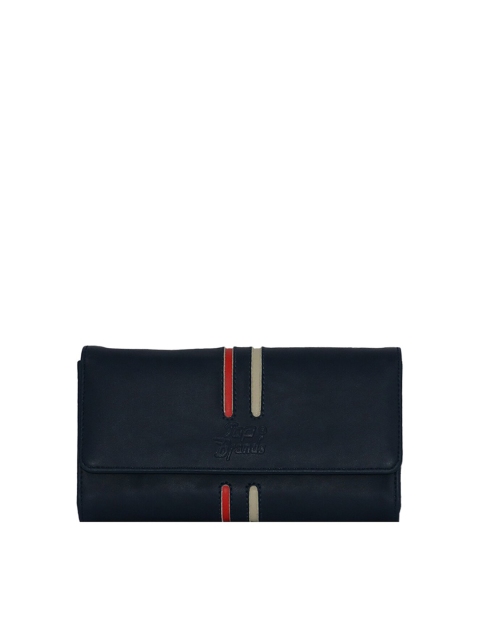 

LELYS Women Blue & Red Striped Leather Envelope Wallet
