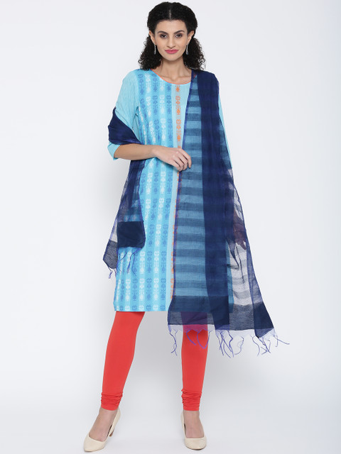 

AURELIA Navy Self-Striped Dupatta, Navy blue