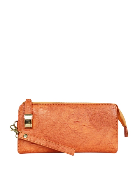 

LELYS Women Orange Leather Zip Around Wallet