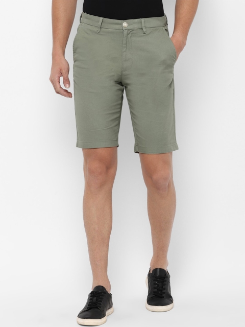 

Allen Solly Men Sage Green Pure Cotton Slim Fit Shorts