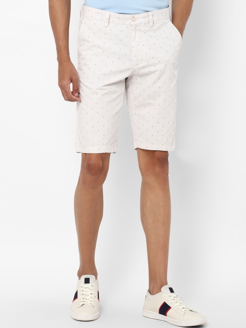 

Allen Solly Men White Cotton Printed Mid-Rise Slim Fit Shorts