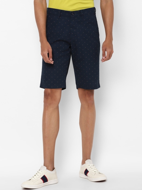 

Allen Solly Men Navy Blue Cotton Printed Slim Fit Shorts