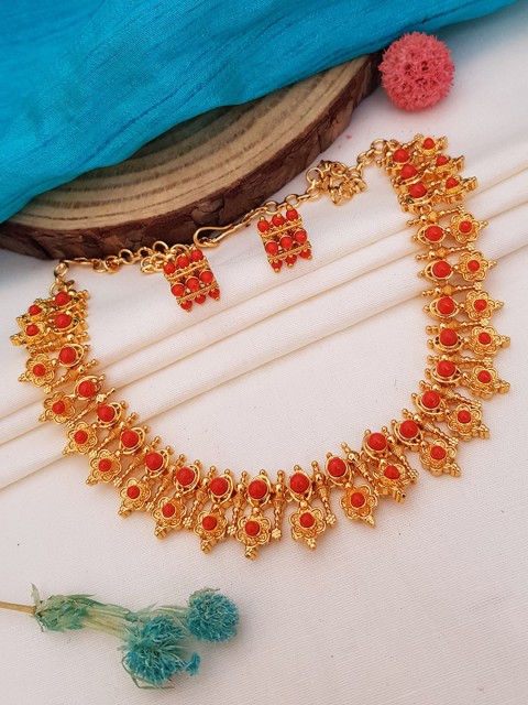 

GRIIHAM Gold-Plated Coral Jewellery Set