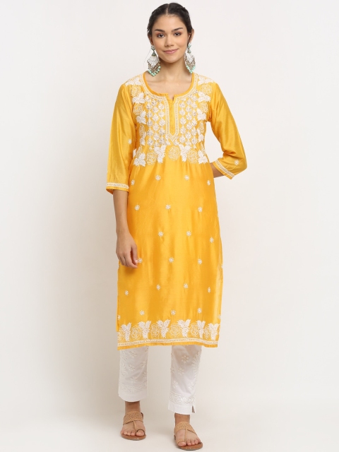

Saksh Women Yellow Ethnic Motifs Embroidered Kurta