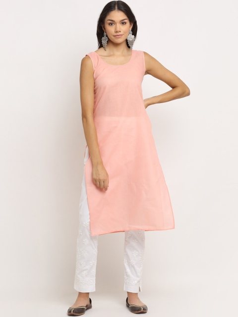 

Saksh Women Pink Ethnic Motifs Embroidered Chikankari Kurta