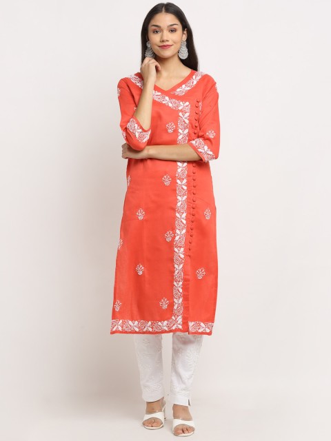 

Saksh Women Pink Embroidered Thread Work Kurta