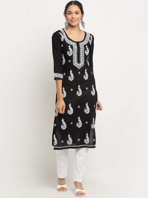 

Saksh Women Black & White Ethnic Motifs Embroidered Kurta