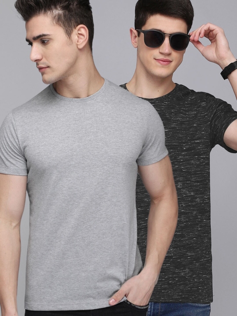 

Free Authority Men Pack Of 2 Grey & Black Pure Cotton T-shirt