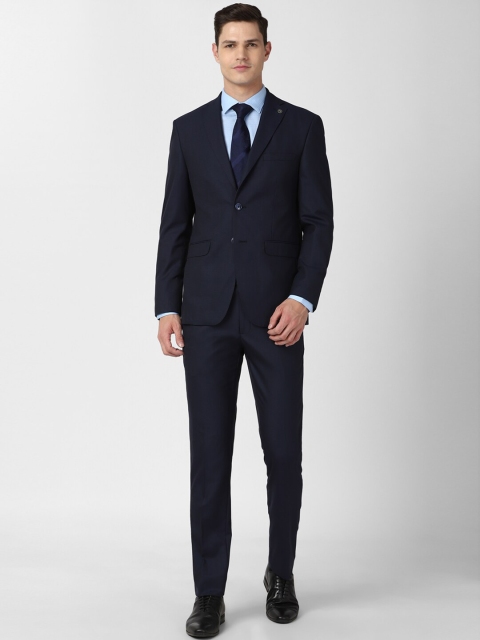 

Peter England Elite Men Navy Blue Self Design Slim Fit Two Piece Formal Suit