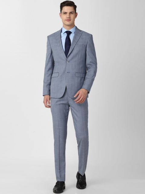 

Peter England Elite Men Grey Checked Single-Breasted 2-Piece Slim-Fit Formal Suits