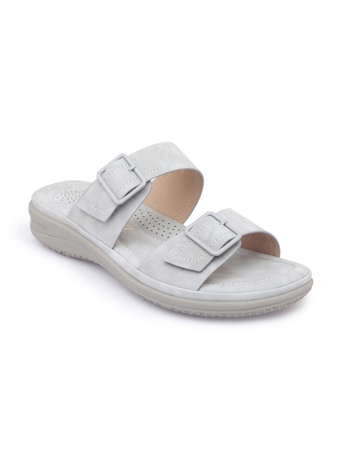 

CERIZ Women Grey Solid Open Toe Flats