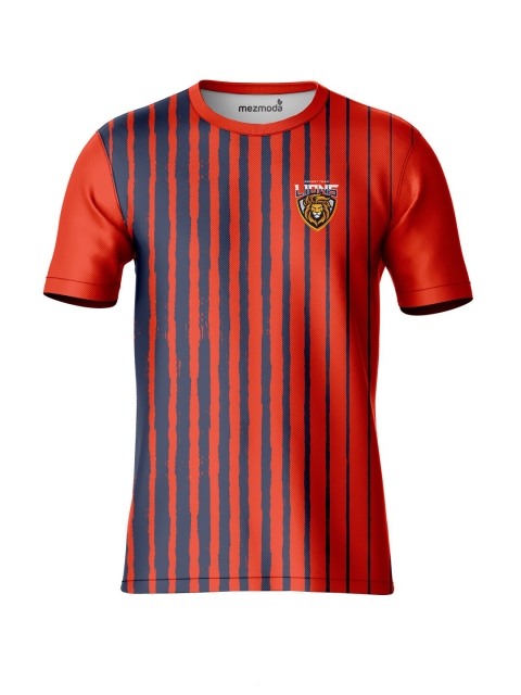 

mezmoda Boys Red & Navy Blue Striped Regular Fit Sublimation T-shirt