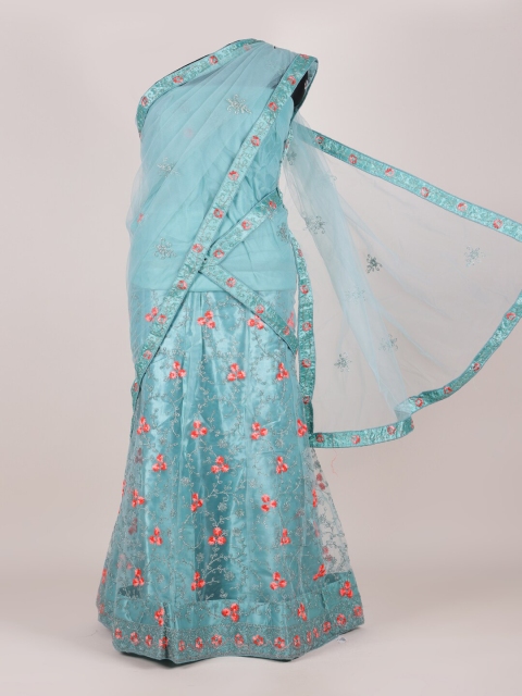 

Pothys Green Embroidered Unstitched Lehenga & Blouse With Dupatta