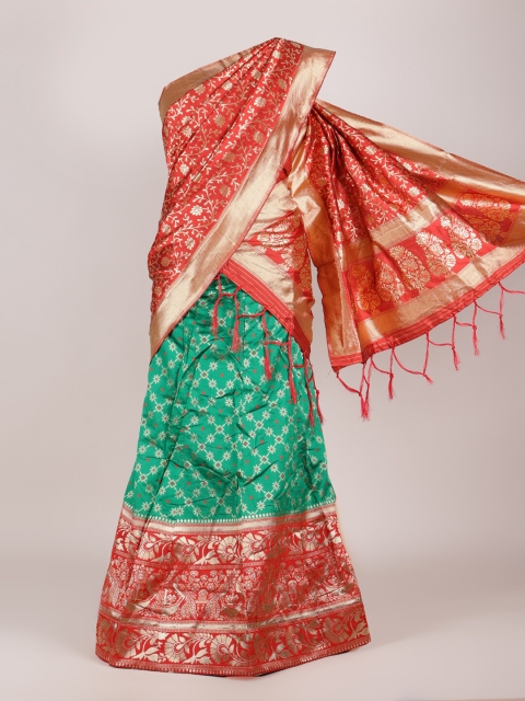 

Pothys Red & Green Woven Design Semi-Stitched Half Saree