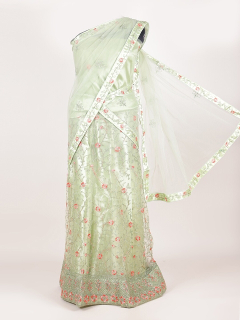 

Pothys Green Embroidered Beads and Stones Unstitched Lehenga & Blouse With Dupatta