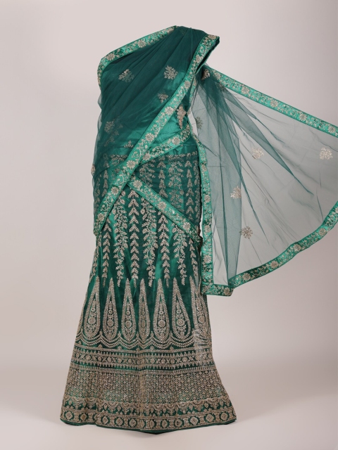 

Pothys Green Embellished Unstitched Lehenga & Blouse With Dupatta