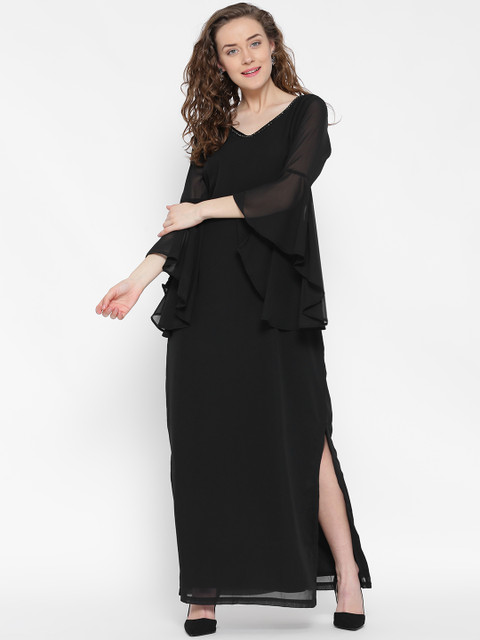 

RARE Women Black Solid Maxi Dress