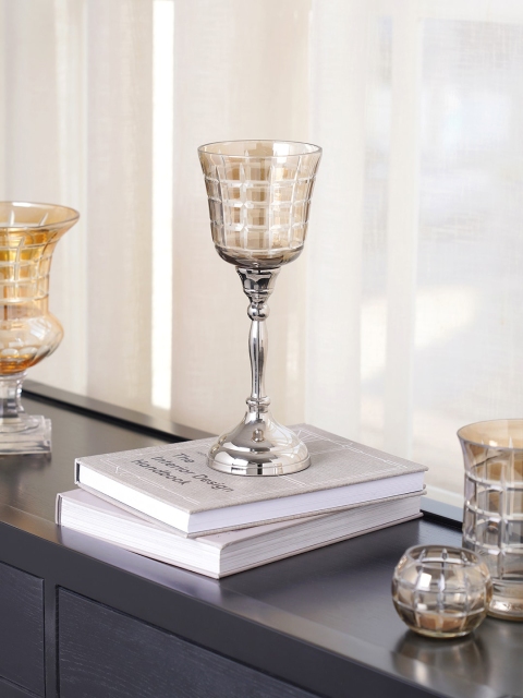 

Pure Home and Living Unisex Silver-Toned & Transparent Votive Candle Holder