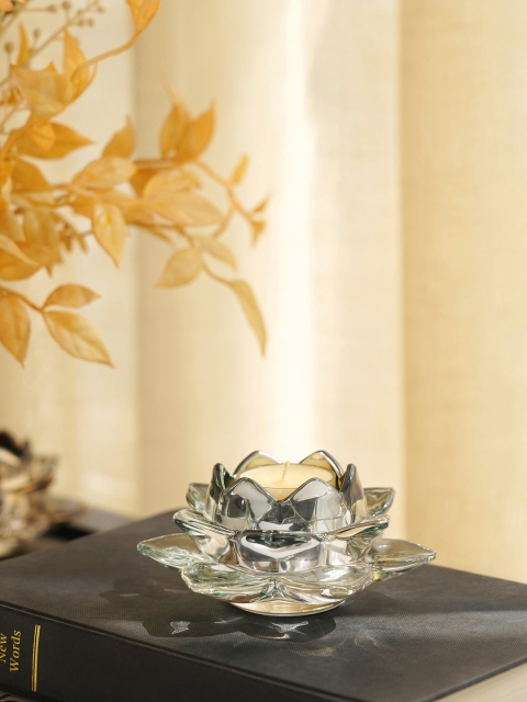

Pure Home and Living Set of 4 Grey & Black Gem Glass Tea Light Candle Holder
