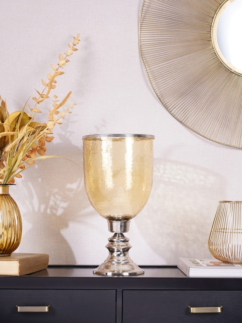

Pure Home and Living Silver-Toned & Gold Colour Glass Festive Votive Holder