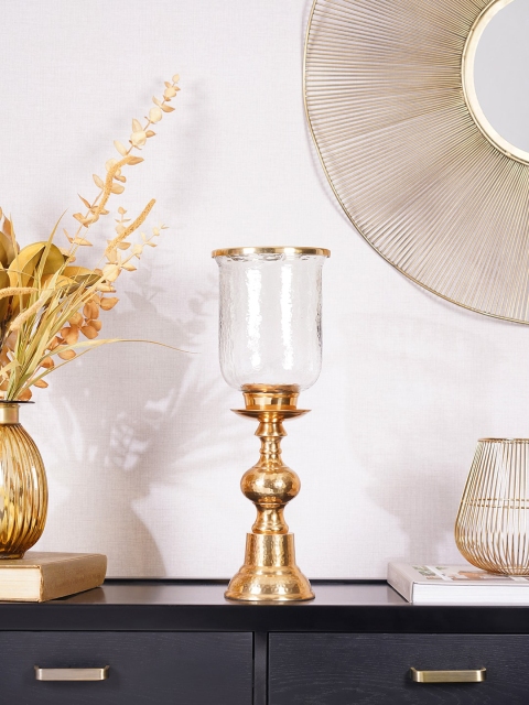 

Pure Home and Living Gold-Toned & Transparent Shell Hurricane Votive Holder