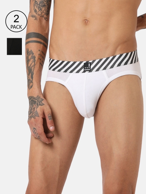 

RAD.MAD.BAD Men Pack Of 2 Solid Mid-Rise Basic Briefs, Black