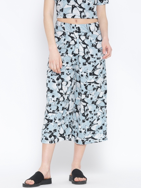 

RARE Women Blue & Black Printed Culottes