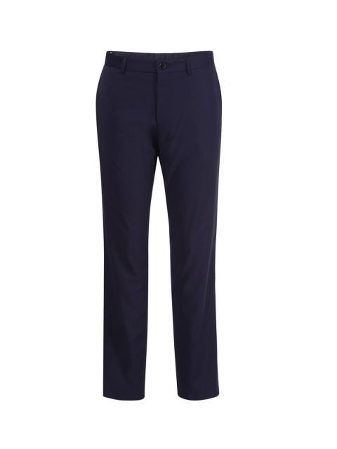 

HUGO Men Navy Blue Woolen Regular Fit Formal Trousers