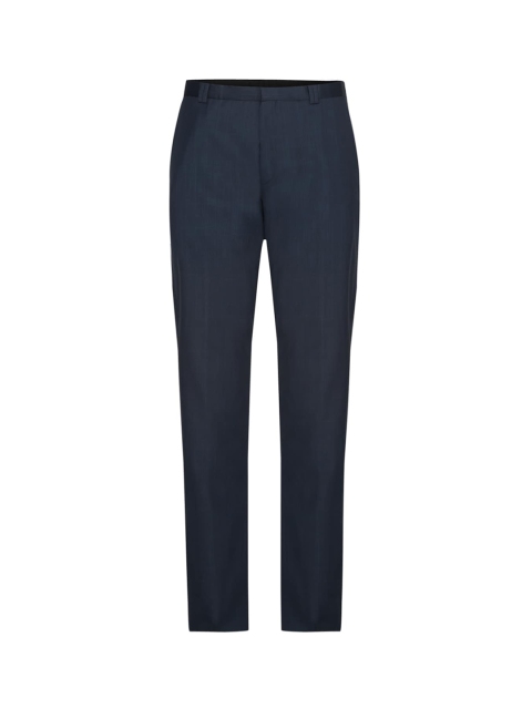 

HUGO Men Blue Checked Pure Cotton Trousers