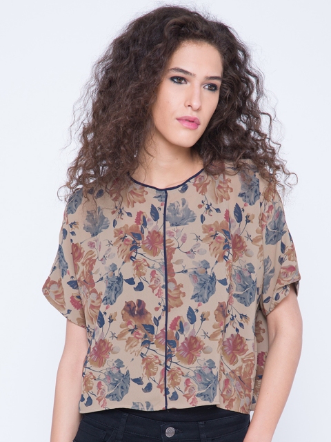 

Tokyo Talkies Khaki Floral Print Top
