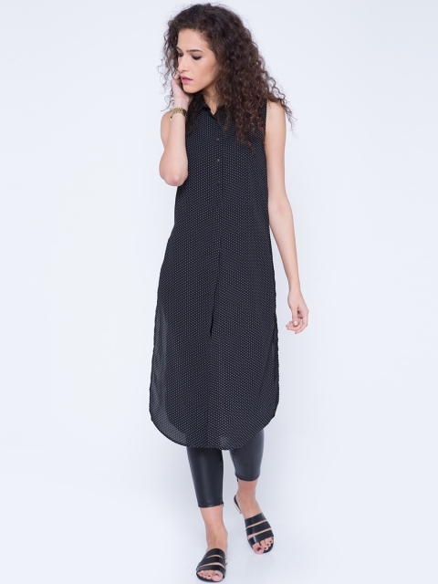 

Tokyo Talkies Black & White Polka Dot Print Tunic