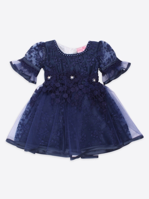 

CUTECUMBER Girls Navy Blue Floral Net Dress