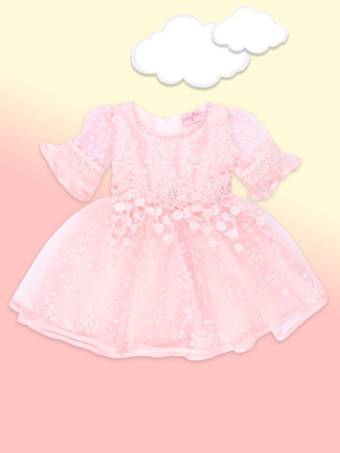 

CUTECUMBER Pink Applique Net Dress