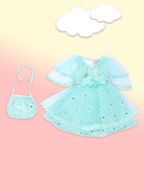 

CUTECUMBER Green Embellished Net Dress
