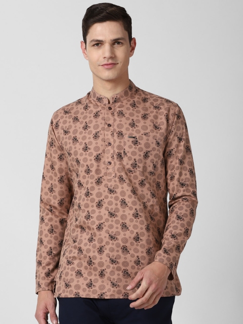 

Peter England Men Brown Floral Printed Pure Cotton Kurta