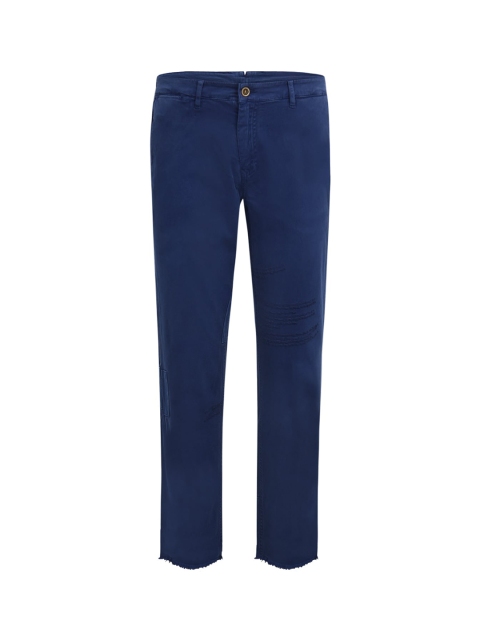 

SERGE BLANCO Men Blue Cotton Chinos Trousers
