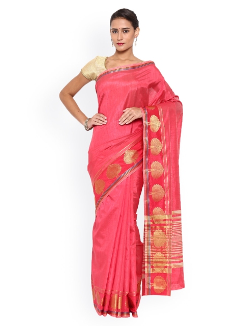 

MIMOSA Pink Kanjeevaram Style Tussar & Art Silk Traditional Saree