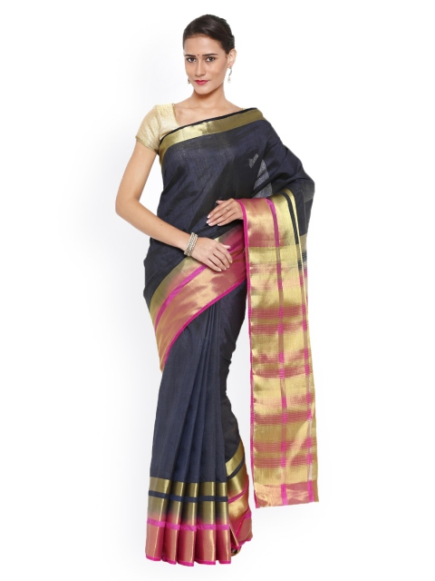 

MIMOSA Black Kanjeevaram Style Tussar & Art Silk Traditional Saree