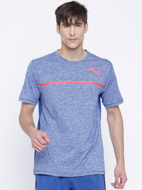 

PUMA Men Blue Solid Bonded Tech SS T-shirt